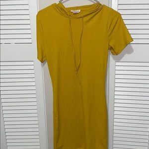 Yellow Tshirt Dress w/ Hood